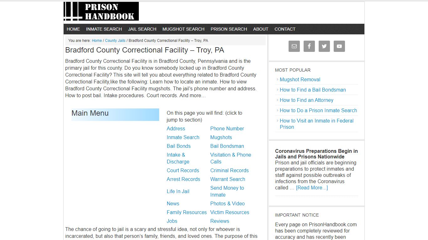 Bradford County Correctional Facility – Troy, PA